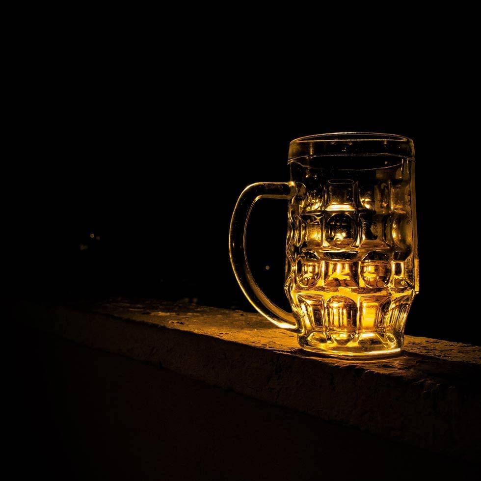 Close-up of a mug in the dark at Falkensteiner Hotels