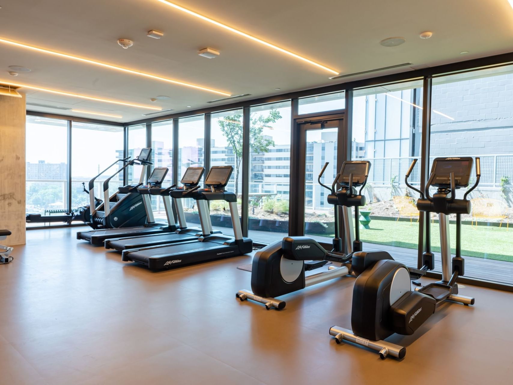 Fully equipped fitness center at Austin Condo Hotel