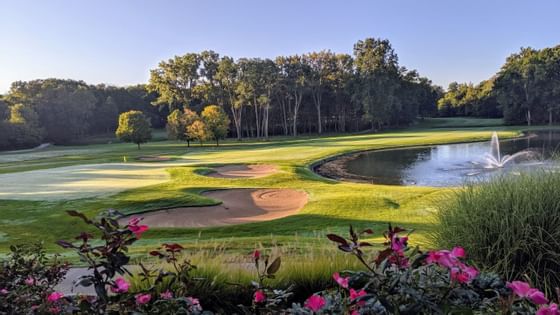 A lake in Coyote Crossing Golf Club near The Whittaker Inn