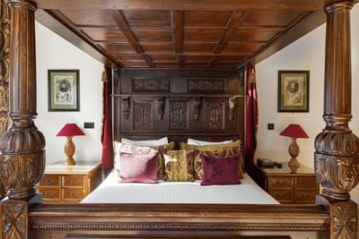 King bed in a room at Orsett Hall Hotel