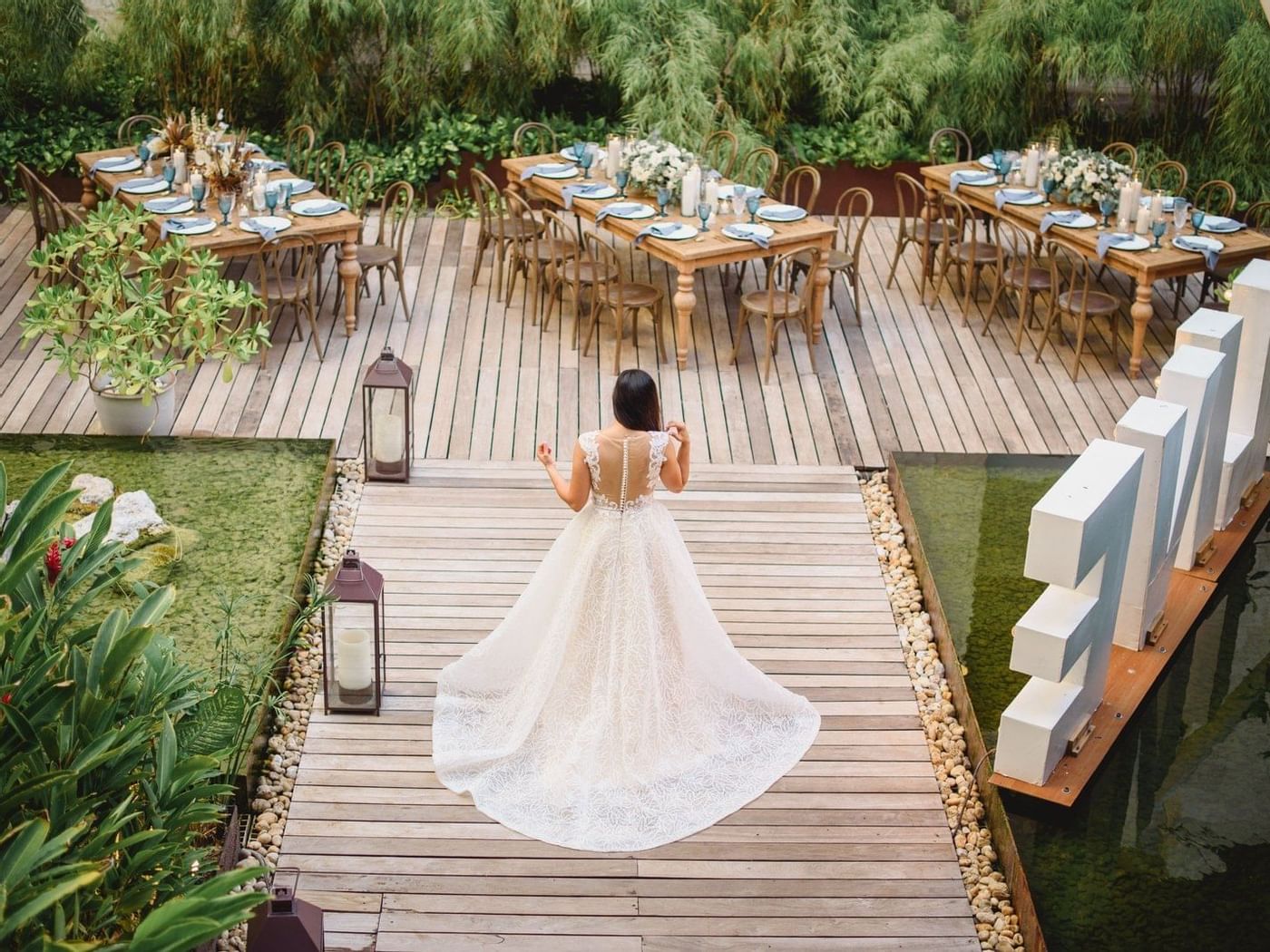 A Bride in the wedding reception at Live Aqua Beach Resort