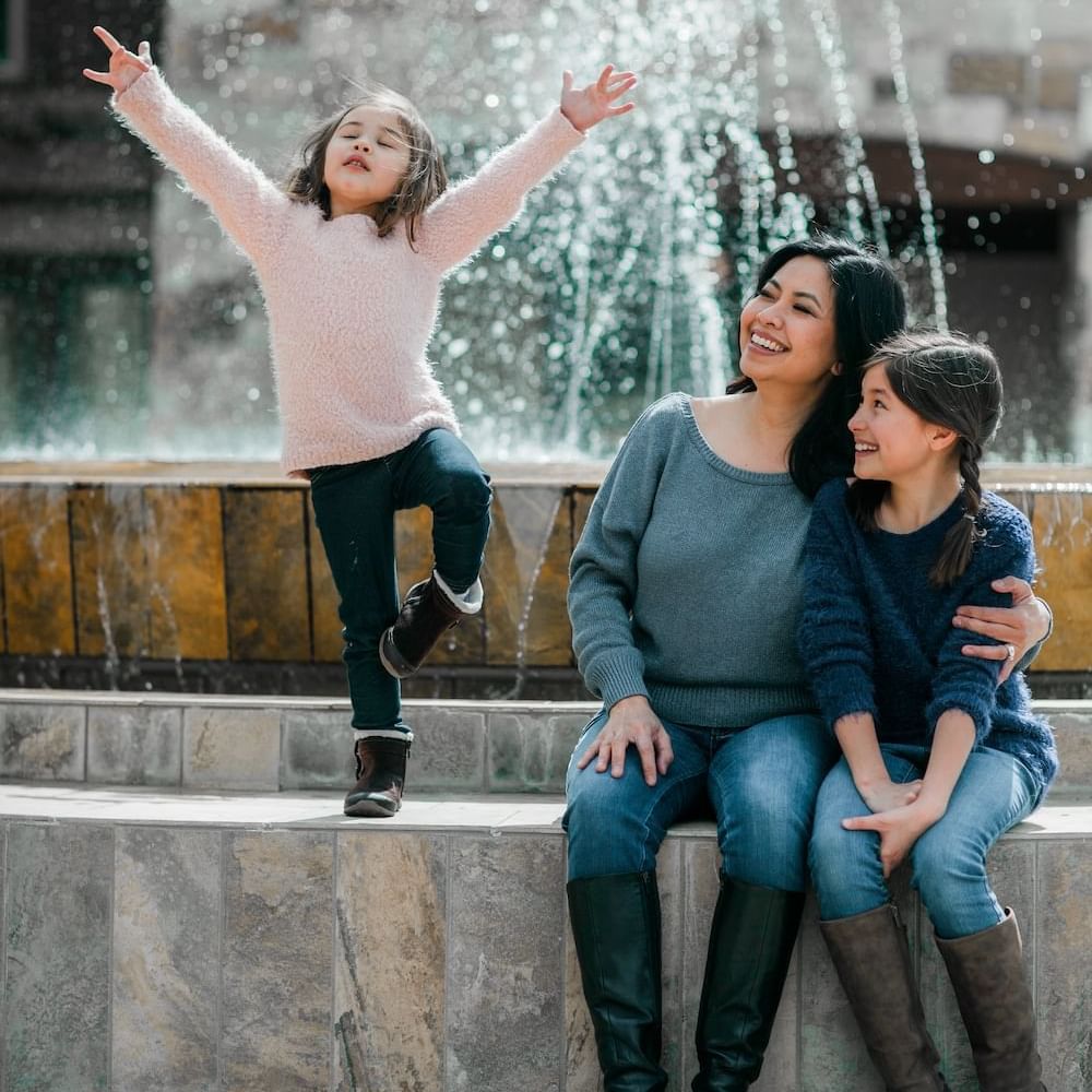 Mother with two kids