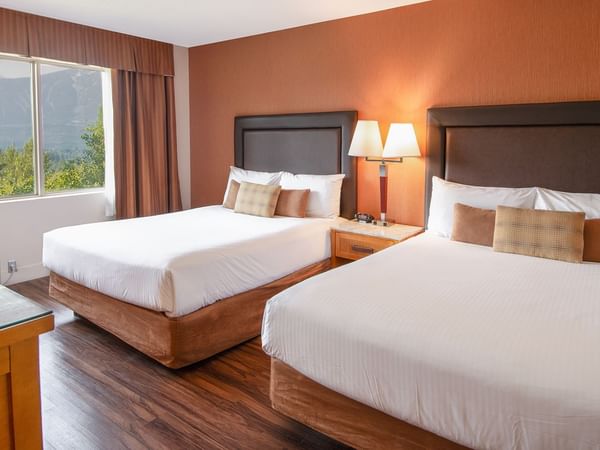 Hotel guest room with two queen beds