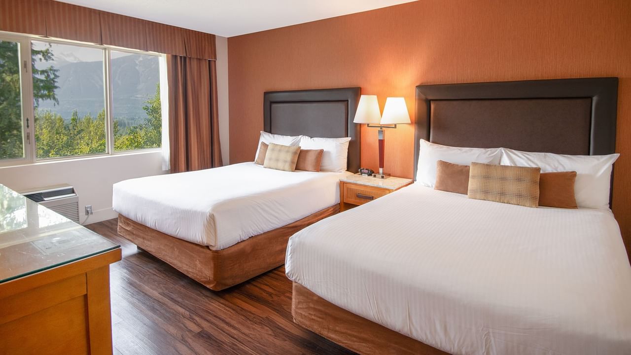 Hotel guest room with two queen beds