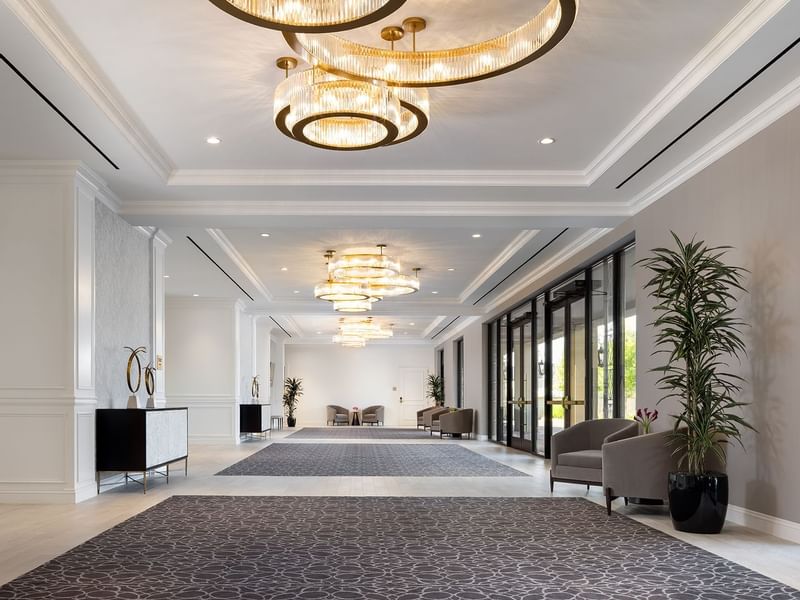 Interior of the hallway with lounges at Warwick Melrose Dallas