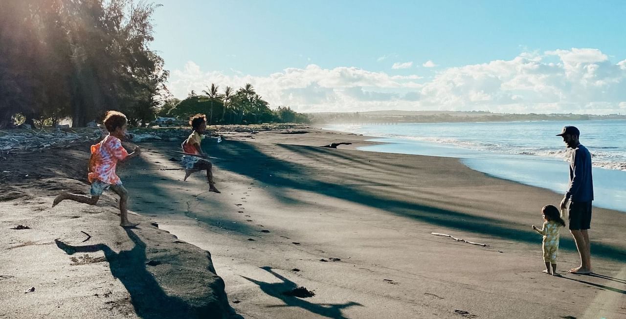 Kids playing by the beach