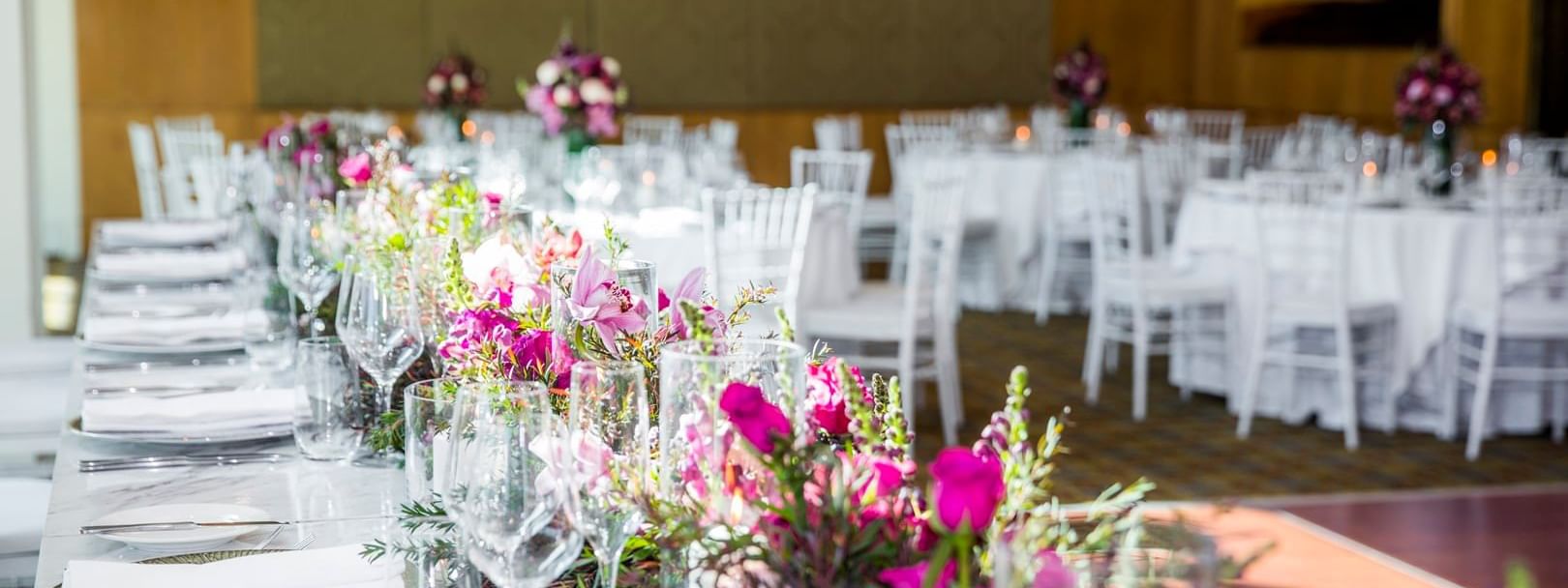 Table settings with floral deco done at Crown Melbourne hotel