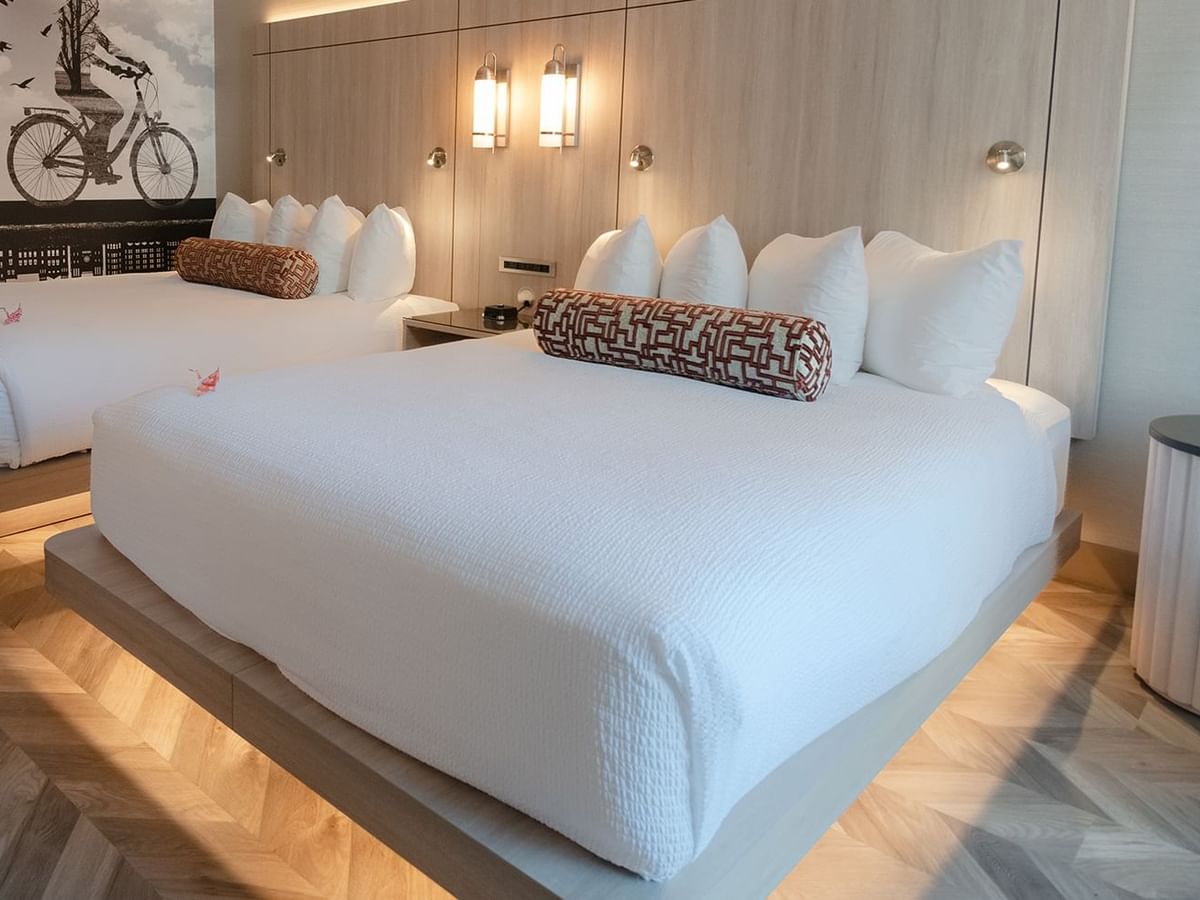 Hotel guestroom with two queen beds