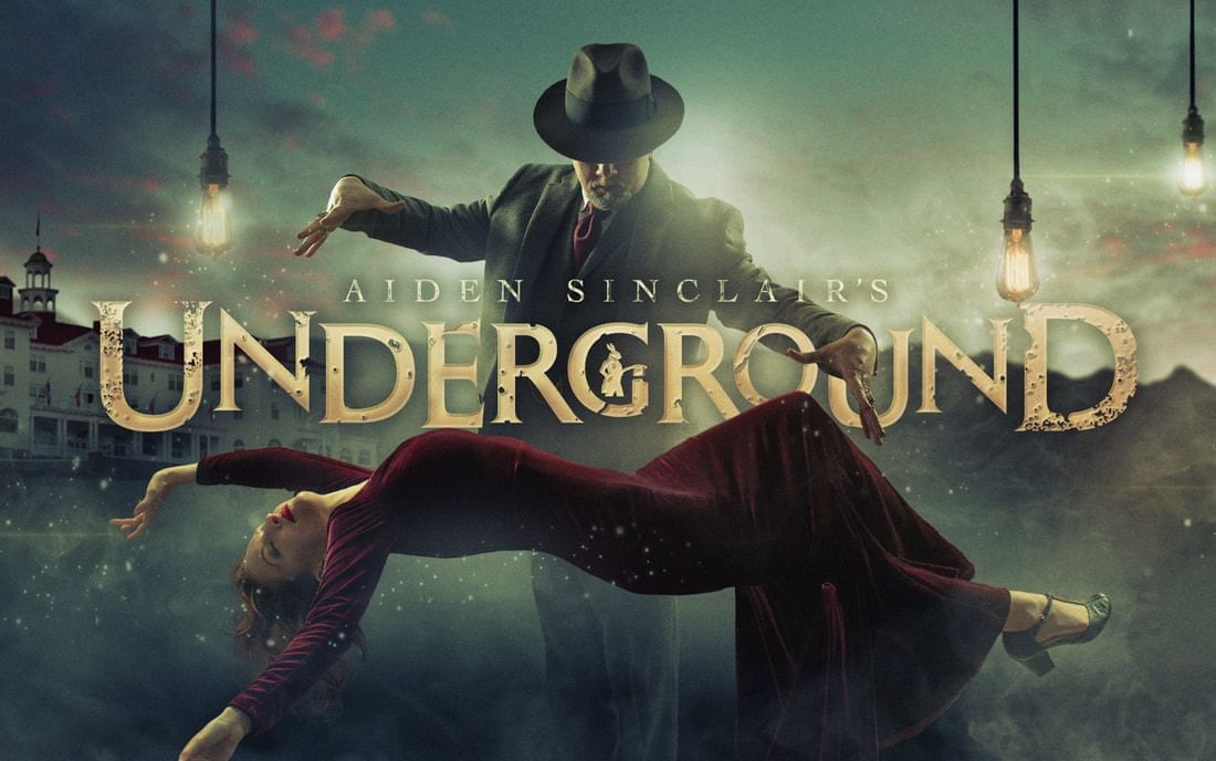 A mysterious poster for Aiden Sinclair's Underground at The Stanley Hotel with a floating woman