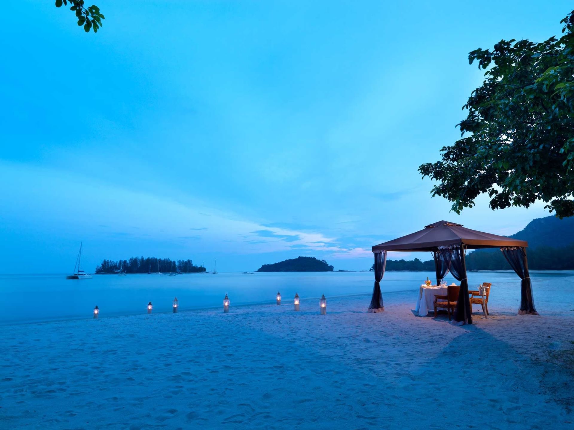 Private dining area by the beach at The Danna Langkawi