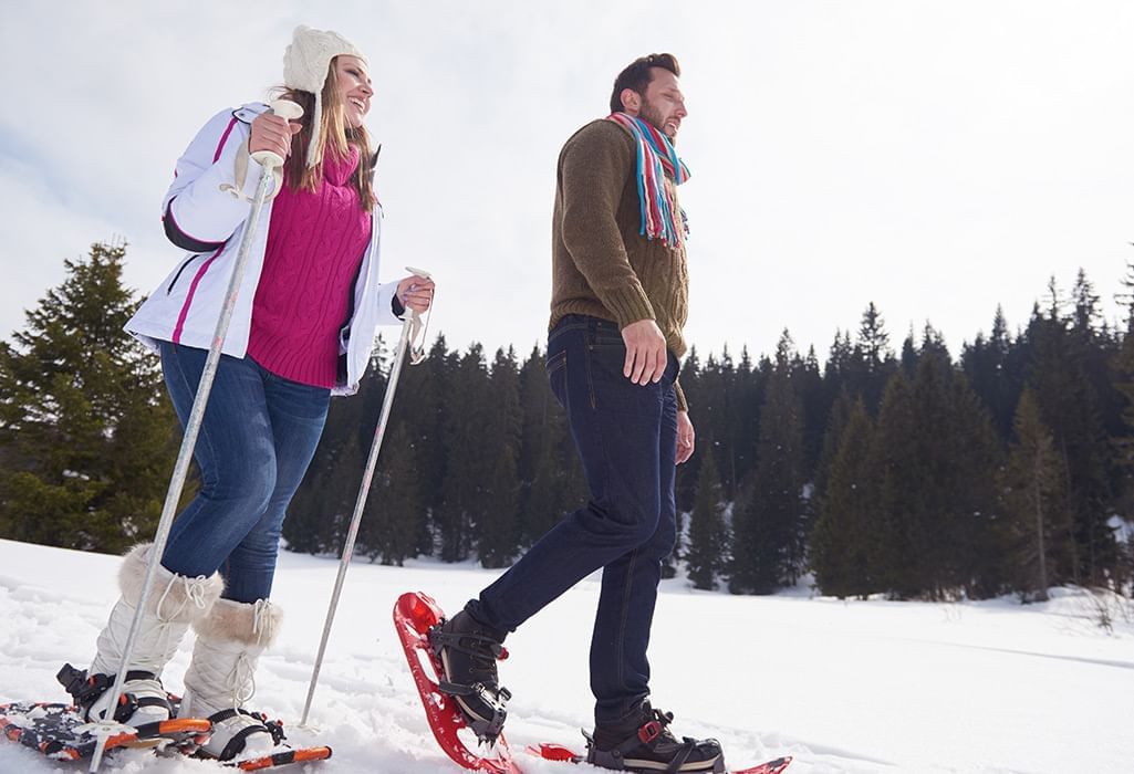 couple on a Snowshoe excursion