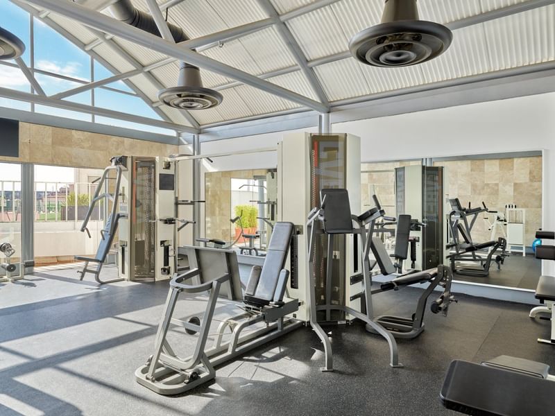 Fitness center with equipment at the FA Hotels & Resorts