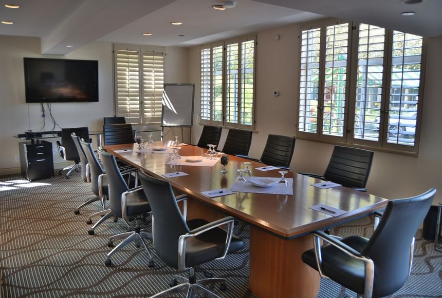 The spacious executive boardroom at Granville Island Hotel