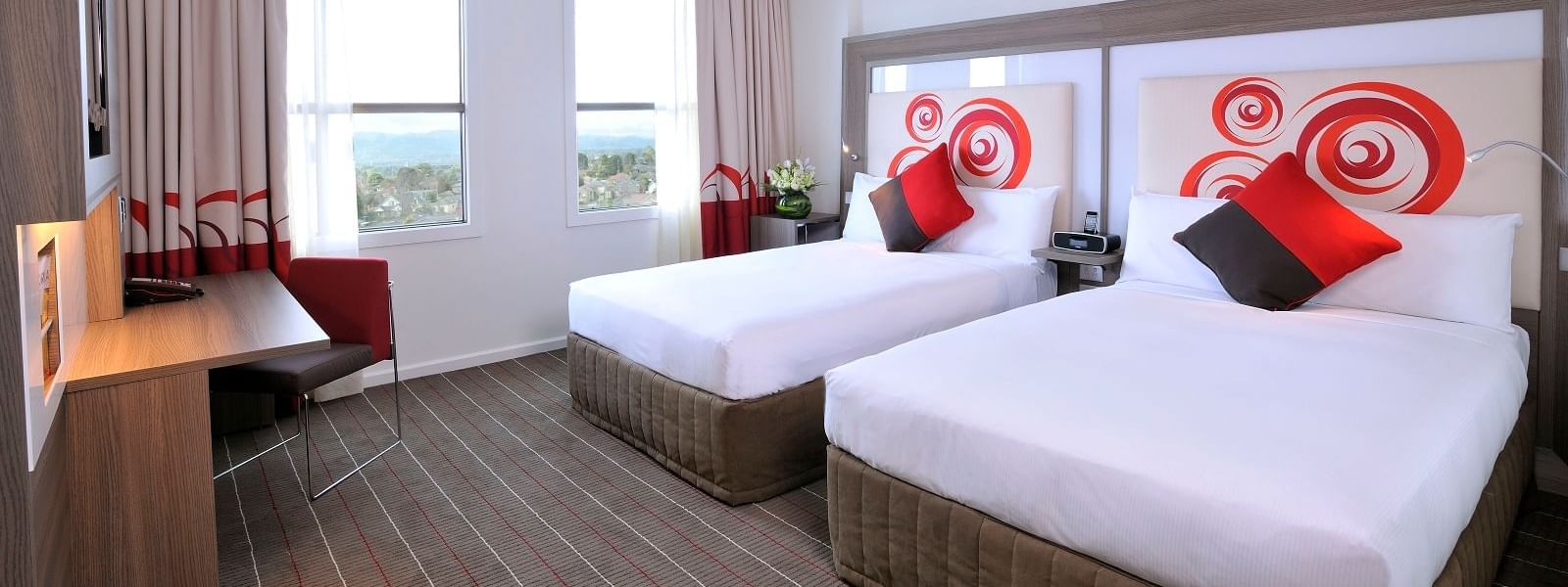 Double beds in The Standard Room at Novotel Glen Waverley