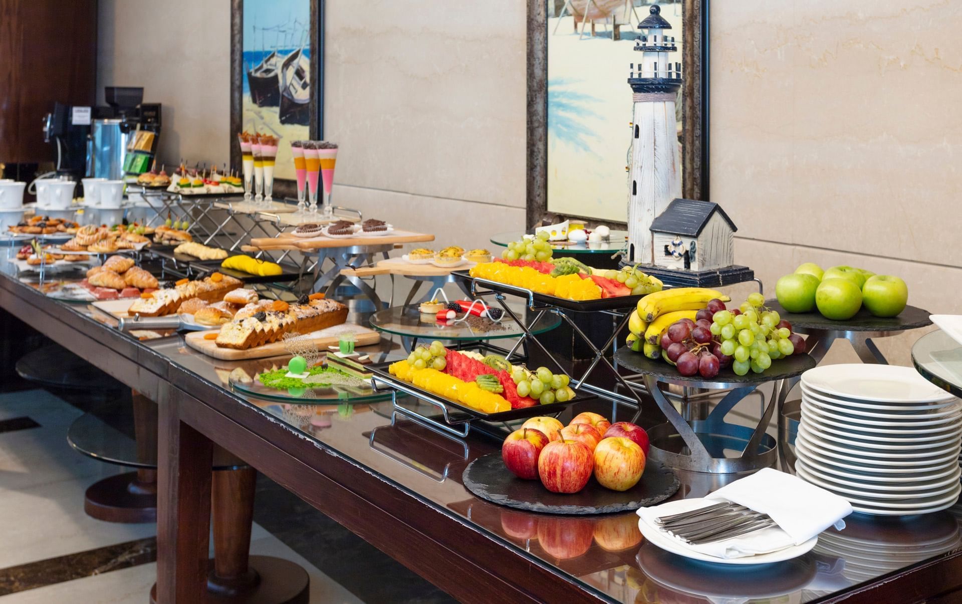 Arranged buffet table in a restaurant at City Seasons Dubai