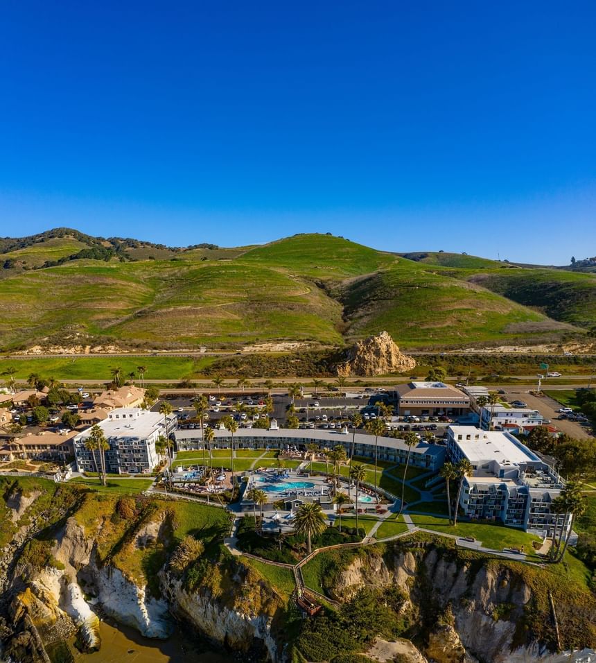 Aerial view of SeaCrest OceanFront Hotel and Pismo Preserve 