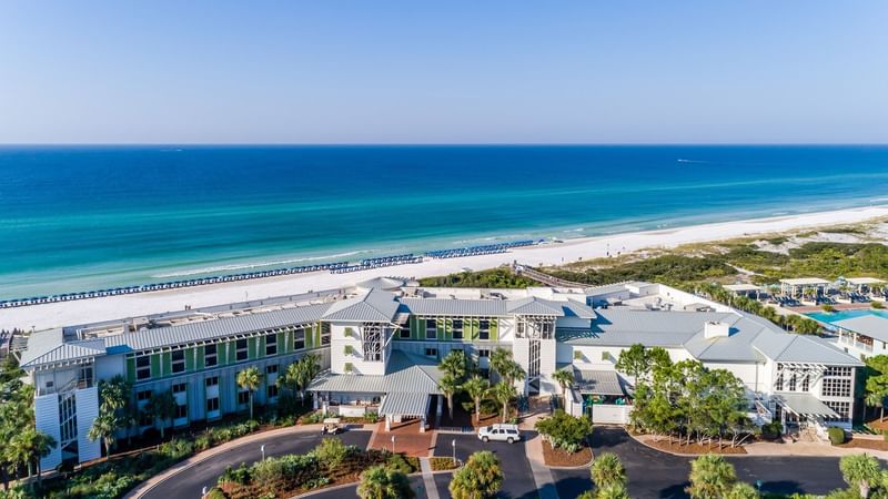 Aerial view of WaterColor Inn & Resort by beach