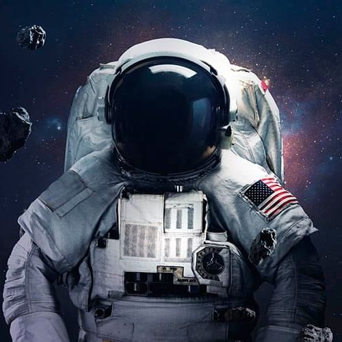 an astronaut floating in space