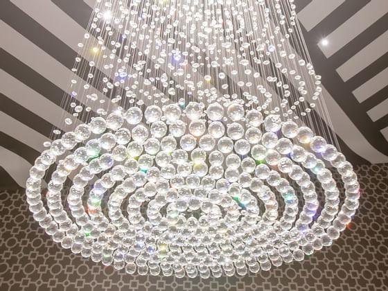 Swarovski Chandelier light in Presidential Suite at Retro Hotel
