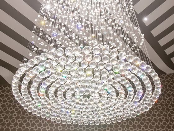Swarovski Chandelier light in Presidential Suite at Retro Hotel