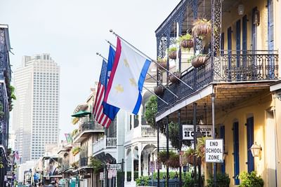 Exterior view of Andrew Jackson Hotel in the streets