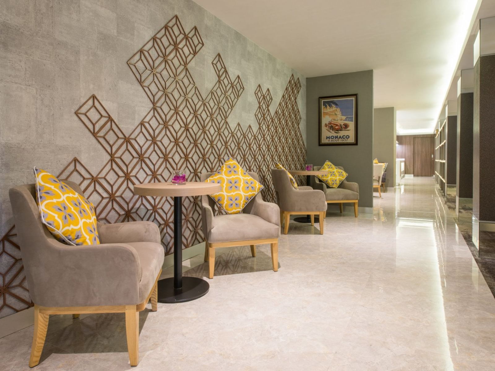 Interior lobby lounge area with comfy chairs at Eastin Grand Hotel Saigon