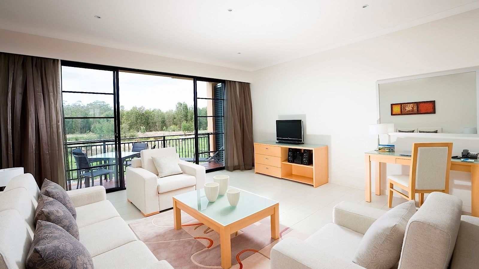 Interior two bedroom apartment with beautiful view of golf course
