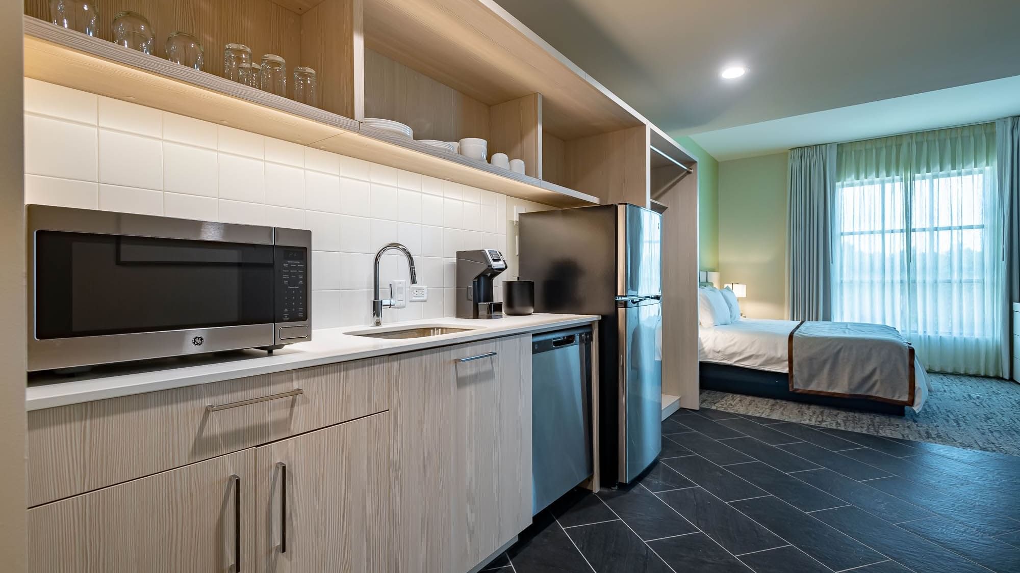 Kitchenette in Premium King Suite at The Lodge 30A