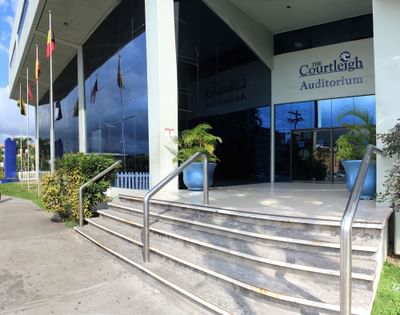 Exterior view of The Courtleigh Auditorium entrance at Courtleigh Hotel & Suites