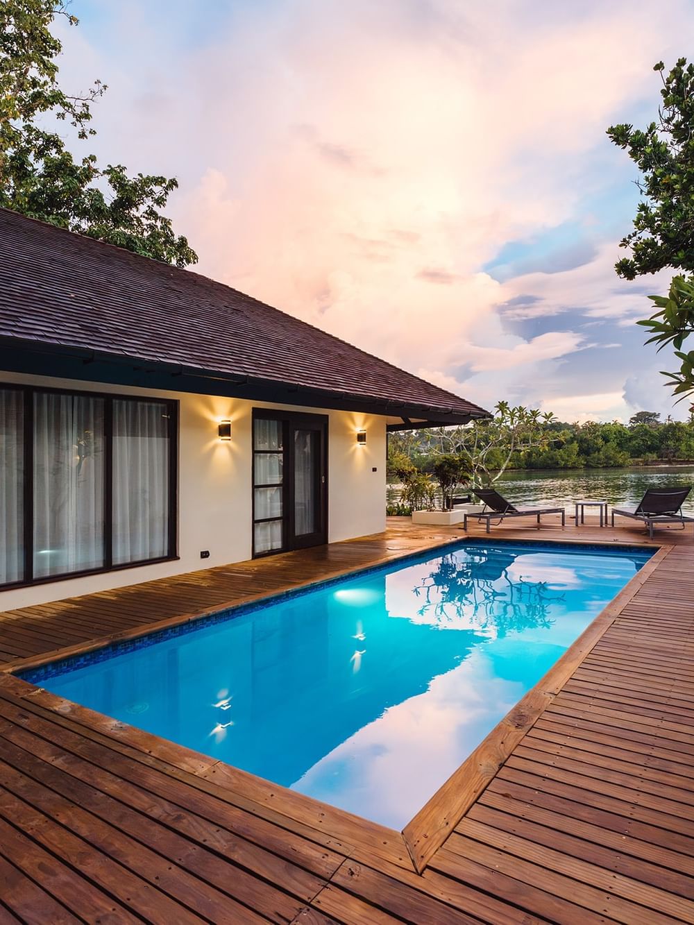 Pacific Pool Villa with wooden deck and private pool at Warwick Le Lagon - Vanuatu, Efate.