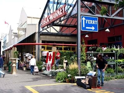 View of the public market near Granville Island Hotel