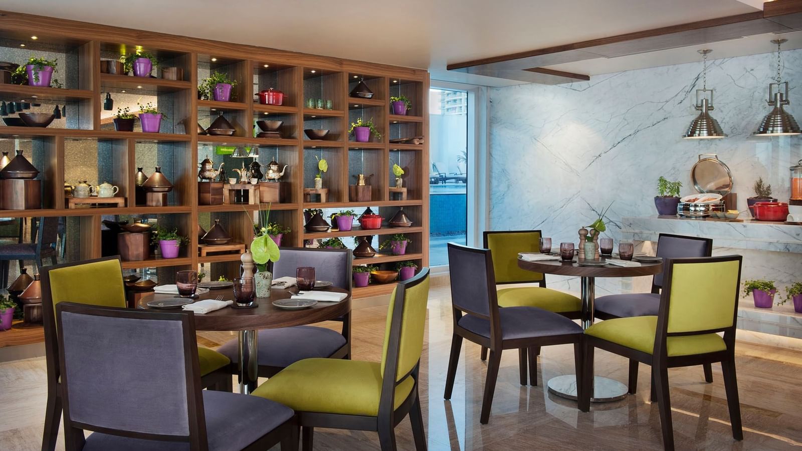 Arranged dining area in La Maison Restaurant at DAMAC Maison Canal Views