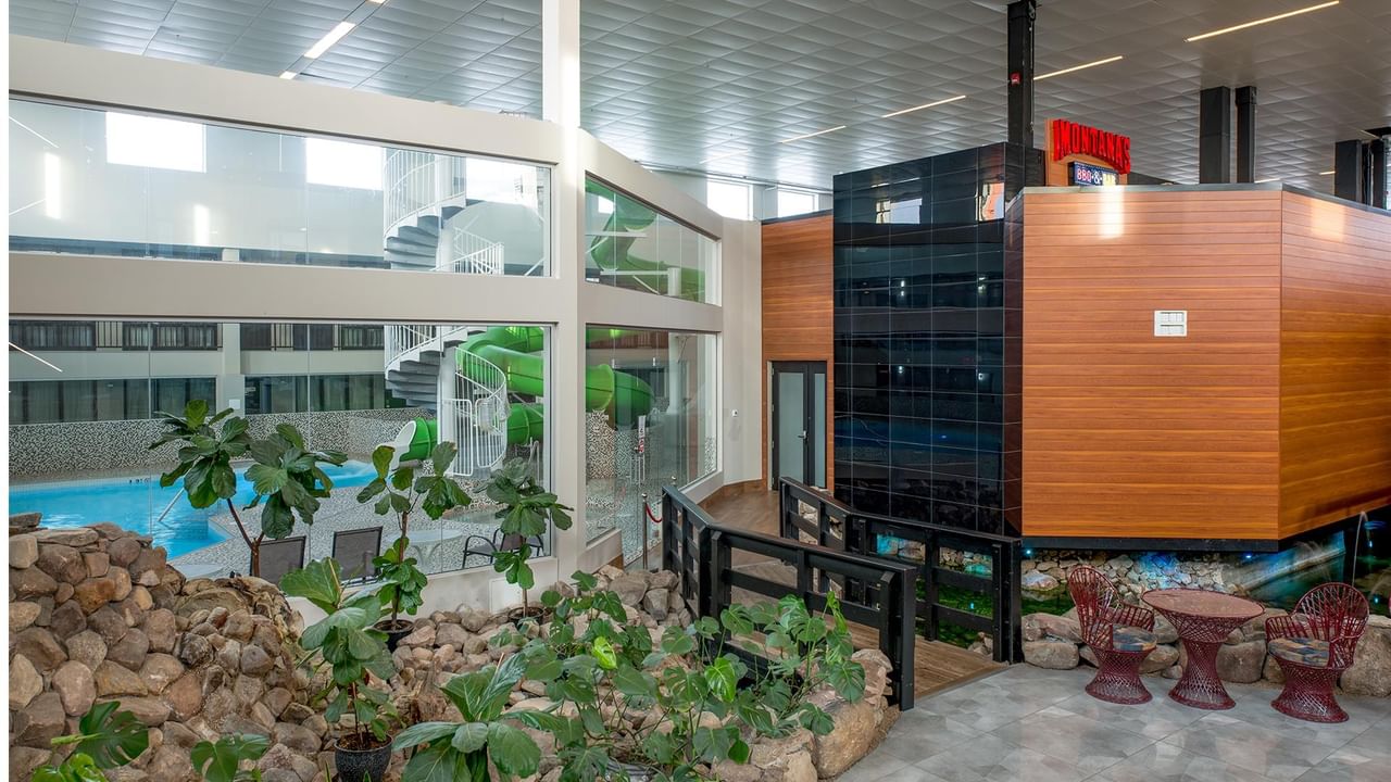 Indoor pool and slide.