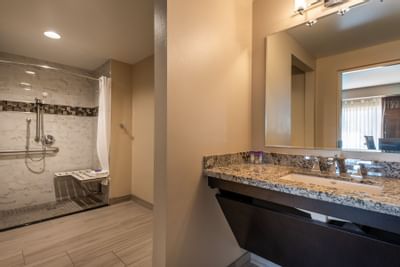 Accessible Room bathroom at Grand Legacy at The Park Anaheim