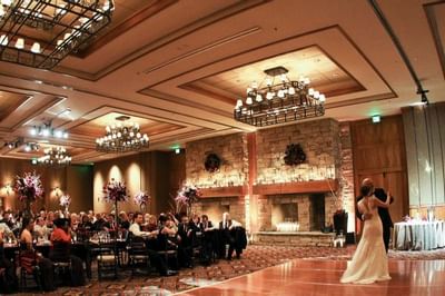 Bride & Groom having their first dance at Stein Eriksen Lodge