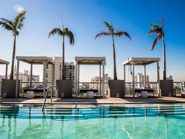 Rooftop pool with city view at Boulan South Beach Hotel