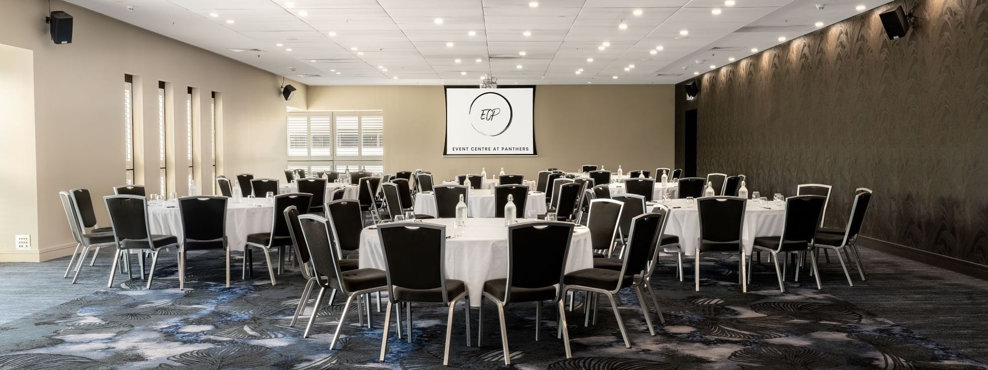 Jamison Room elegantly set up at the Event Centre at Panthers near  Mercure Penrith in Penrith.