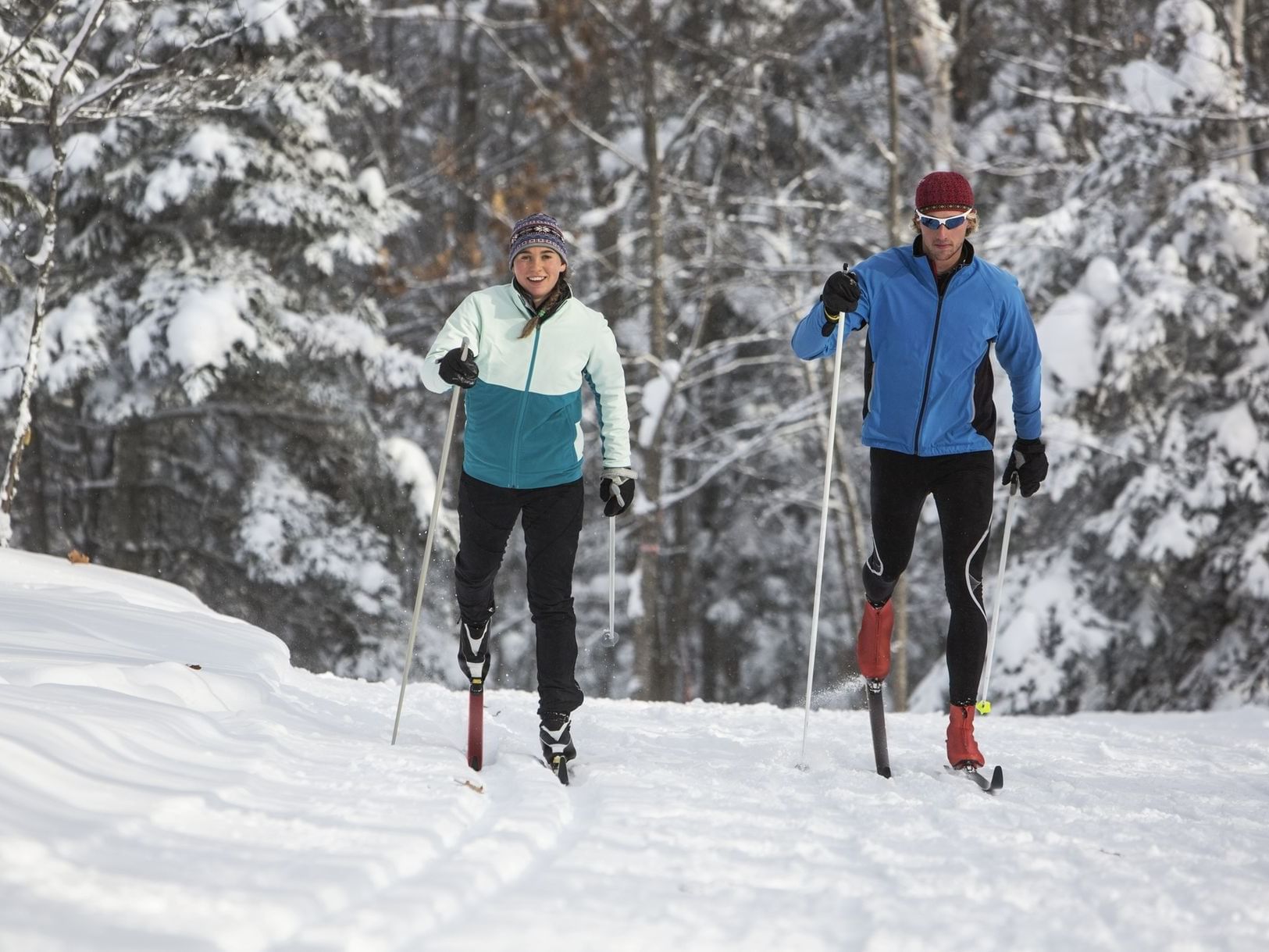 Two people skiing near Lutsen Resort
