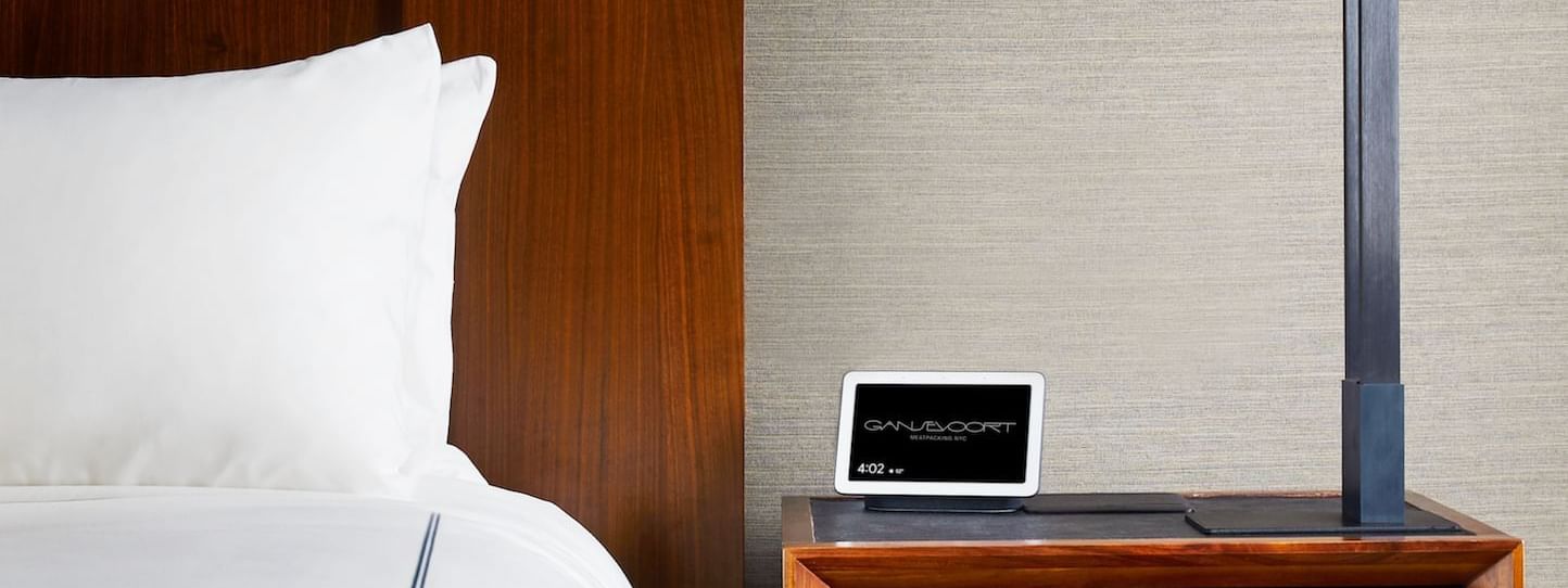 Nightstand by the bed at Gansevoort Meatpacking NYC