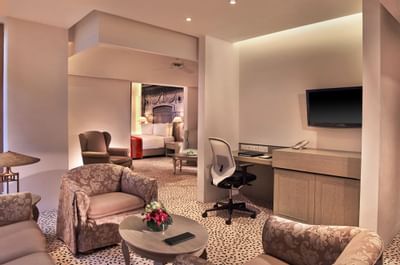 The living room interior of Rose Marie Suite at Goodwood Hotel