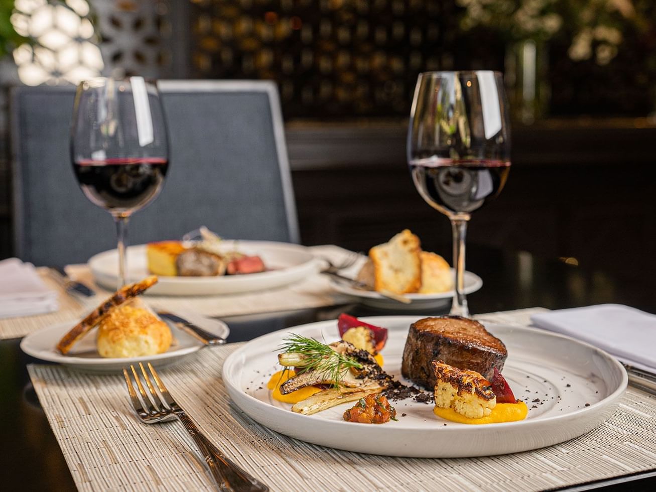 Beef & reef dish with wine at Hotel Emperador Buenos Aires