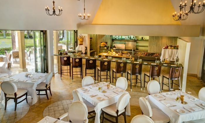 Interior view of the dining area at The Somerset On Grace Bay