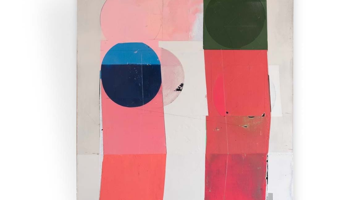 Abstract painting with overlapping geometric shapes in Almanac Goes Art events happening in barcelona at Almanac Barcelona