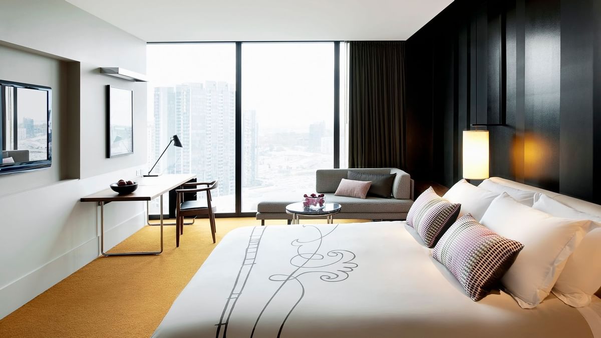 Bed & furniture in Ultra-Luxe Room at Crown Hotel Melbourne
