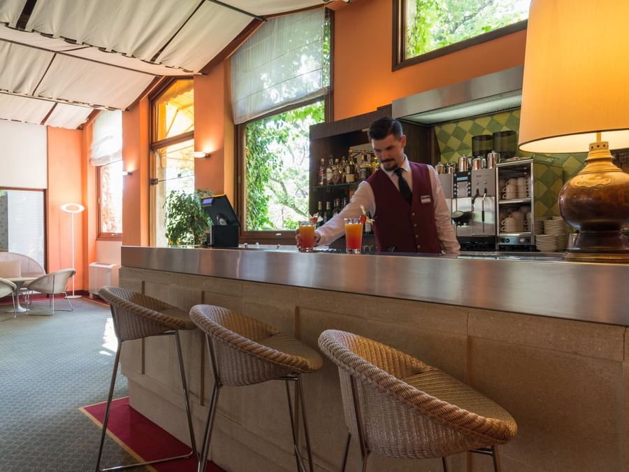 View of The Bar counter at Villa Borghese