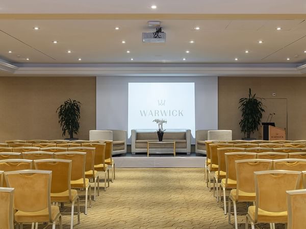Chairs arranged for a seminar held at Warwick Geneva