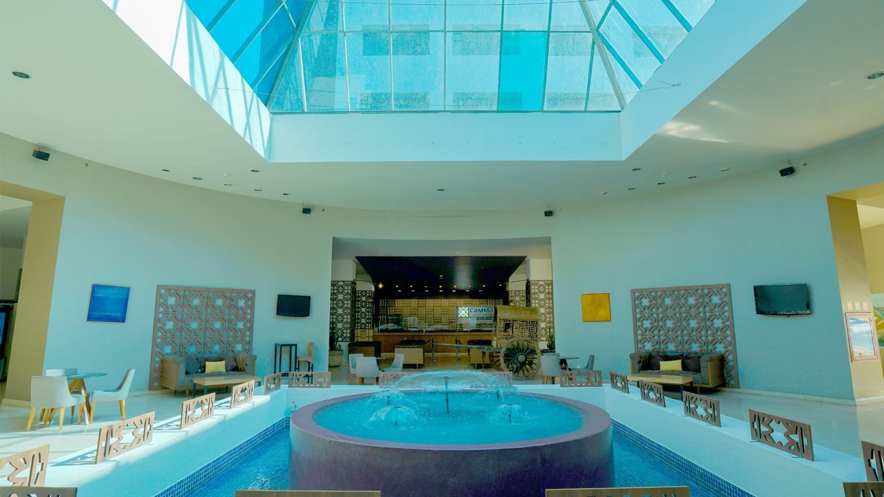 Fountain in lobby at Gamma Xalapa Nubara of Gamma Hotels
