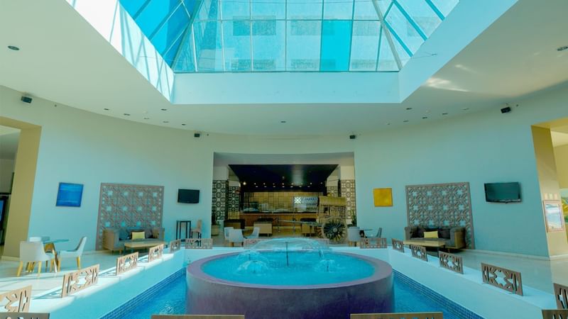 Fountain in lobby at Gamma Xalapa Nubara of Gamma Hotels