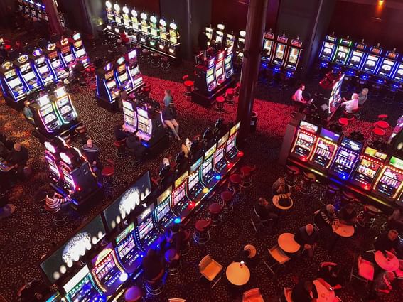 High-angle view of the inside of a casino near ReStays Ottawa