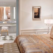 Vanity area & the bedroom in Executive Suite at Palazzo Versace